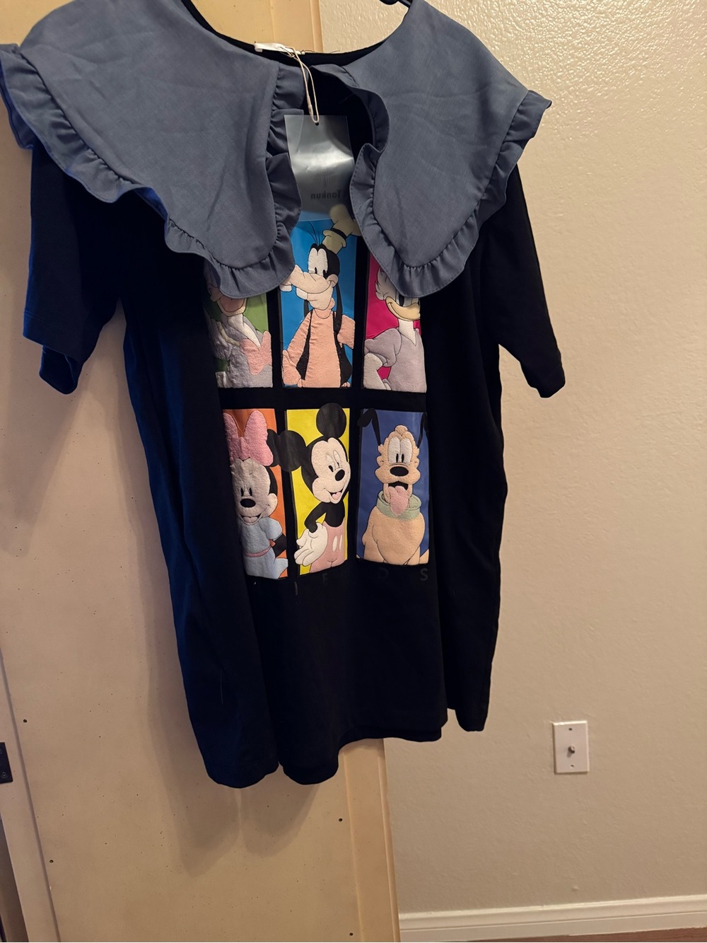 TANKUN Disney Character Panel Black Graphic Tee Dress